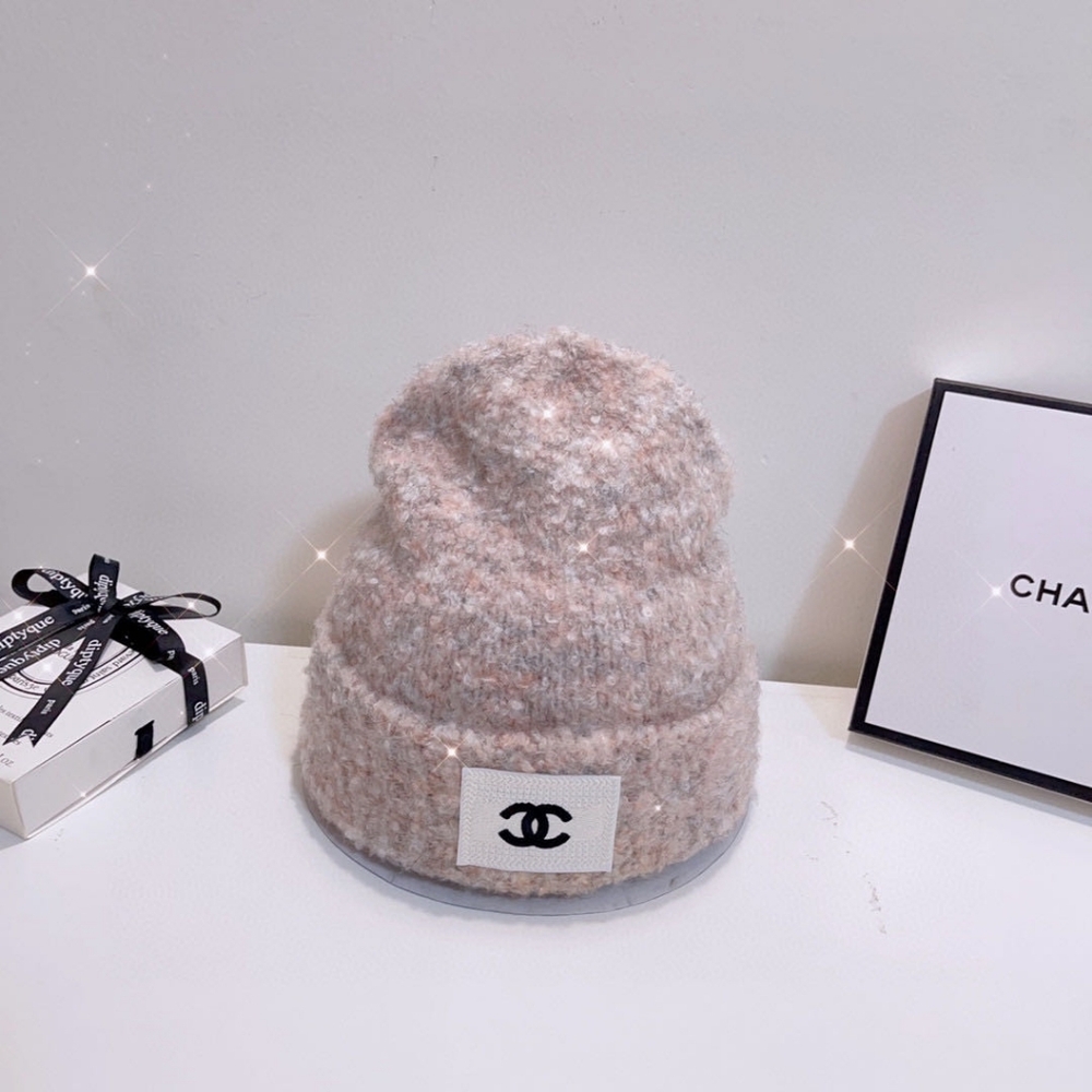 Chanel Bouclé Knit Beanie with CC Patch